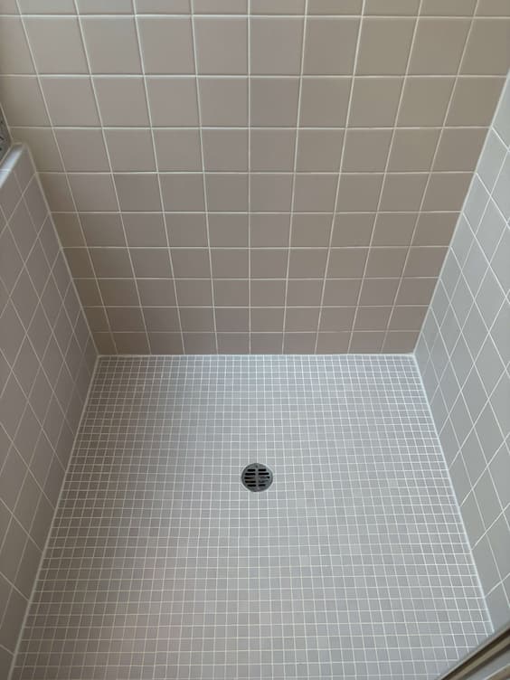Bright white uniform grout after color restoration service in Edmonds WA
