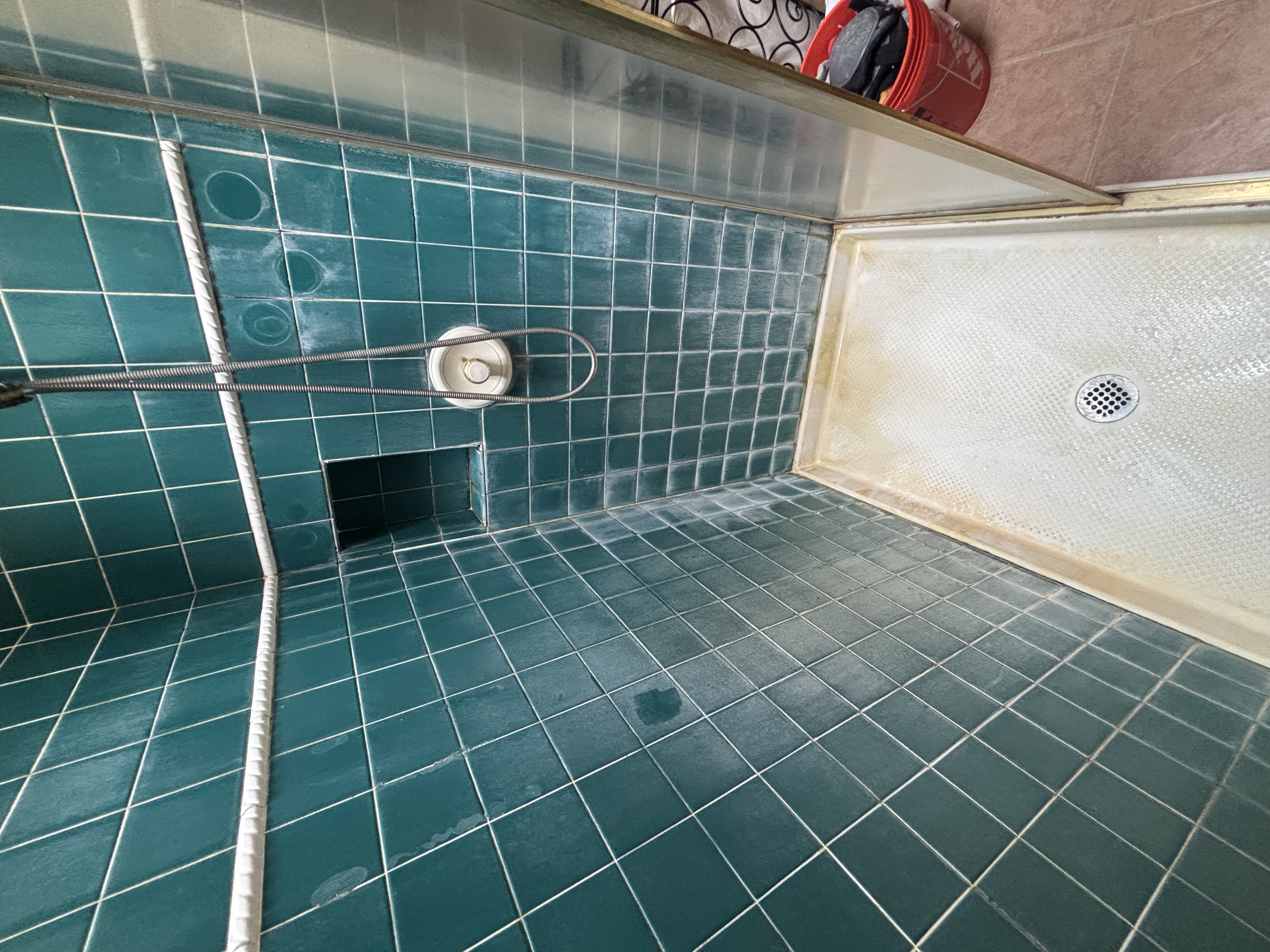 Dirty stained bathroom tiles before deep cleaning service in Everett WA