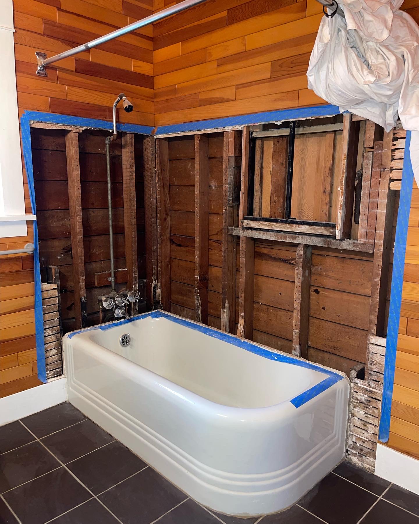 Bathroom renovation space before new tile installation in Seattle WA